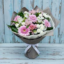 Букет цветов из:  Герберы, Альстромерии и Хризантемы в Рыбаки