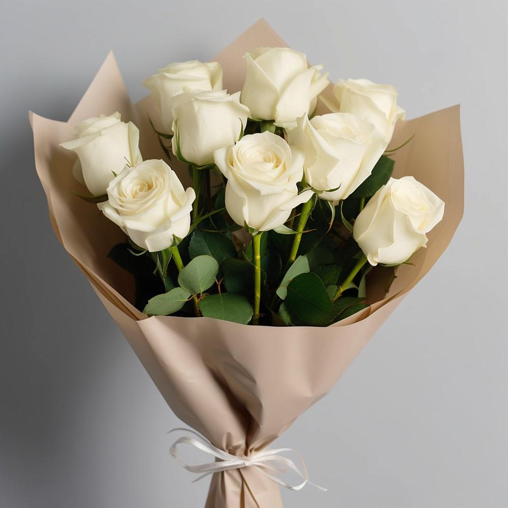 Букет 9 Белых роз Эдлесс Лав в Рыбаки