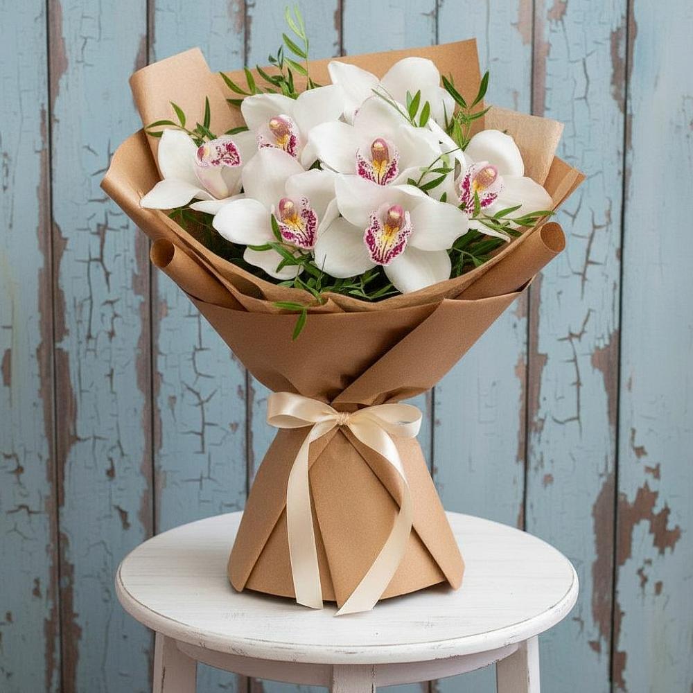 Букет цветов из: Орхидеи и Розы в Рыбаки