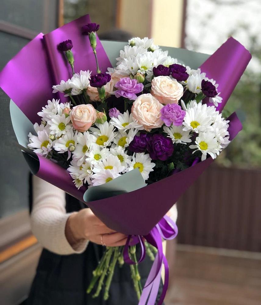 Букет цветов из: Хризантемы, Гвоздики и Розы в Рыбаки