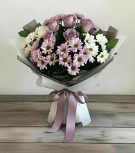 Букет цветов из:  Хризантемы и Розы в Рыбаки