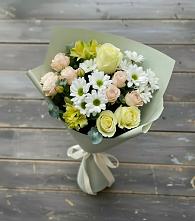 Букет цветов из:  Альстромерии, Розы и Хризантемы в Рыбаки
