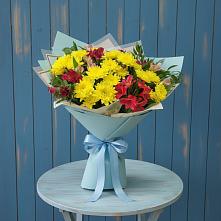 Букет цветов из:  Альстромерии и Хризантемы в Рыбаки