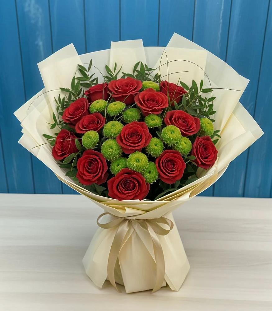 Букет цветов из: Розы и Хризантемы в Рыбаки