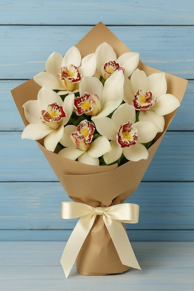 Букет цветов из: Орхидеи и Розы в Рыбаки